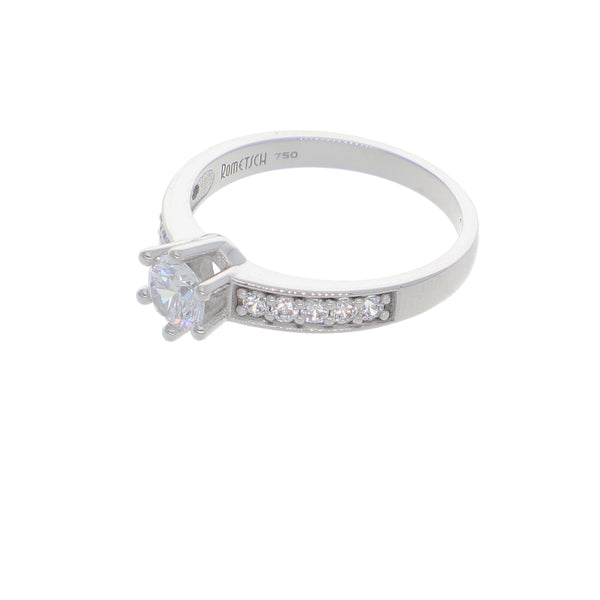 Anillo Oro Blanco y Circones Medio Cintillo AN-14416