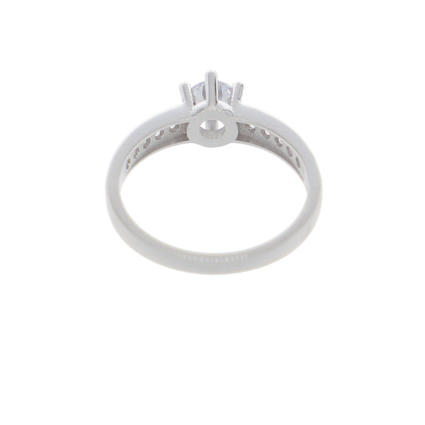 Anillo Oro Blanco y Circones Medio Cintillo AN-14416
