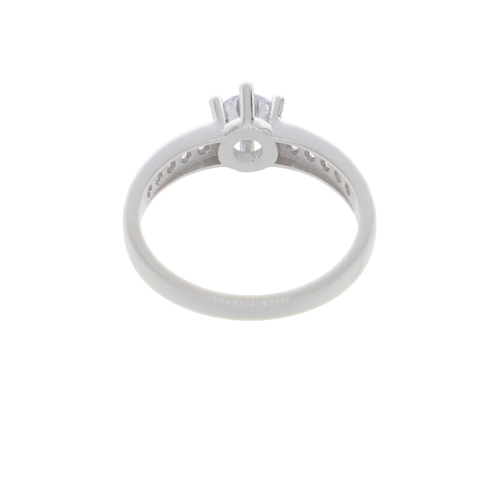 Anillo Oro Blanco y Circones Medio Cintillo AN-14416