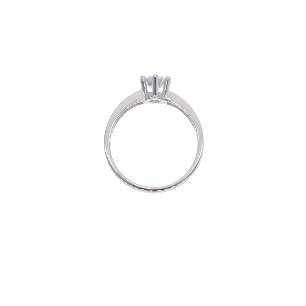Anillo Oro Blanco y Circones Medio Cintillo AN-14416
