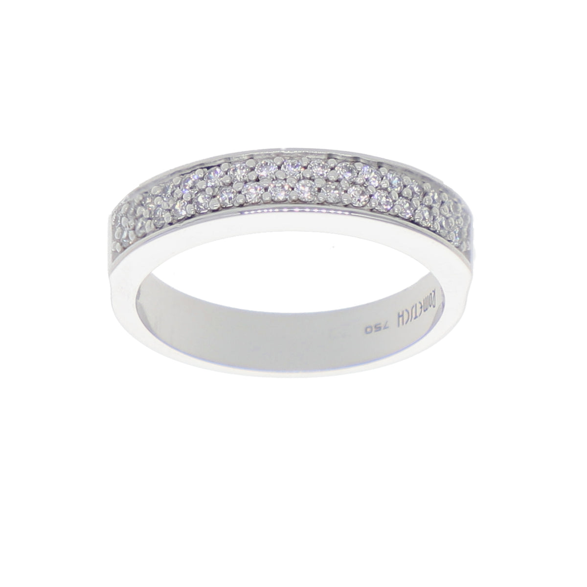 Anillo Oro Blanco y Circones Medio Cintillo AN-13701