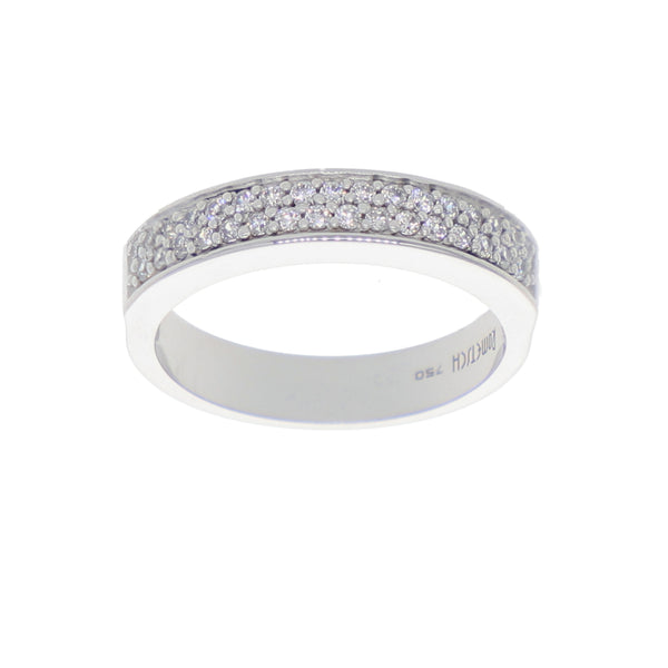 Anillo Oro Blanco y Circones Medio Cintillo AN-13701