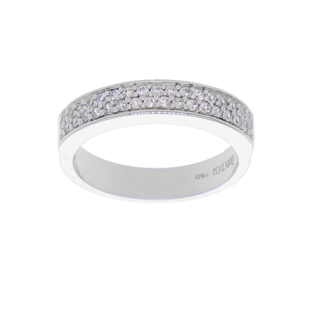 Anillo Oro Blanco y Circones Medio Cintillo AN-13701