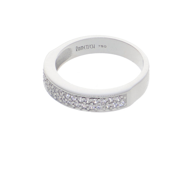 Anillo Oro Blanco y Circones Medio Cintillo AN-13701