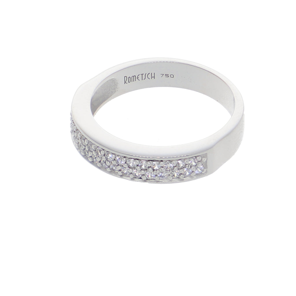 Anillo Oro Blanco y Circones Medio Cintillo AN-13701