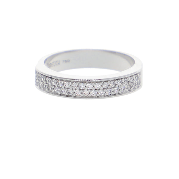 Anillo Oro Blanco y Circones Medio Cintillo AN-13701