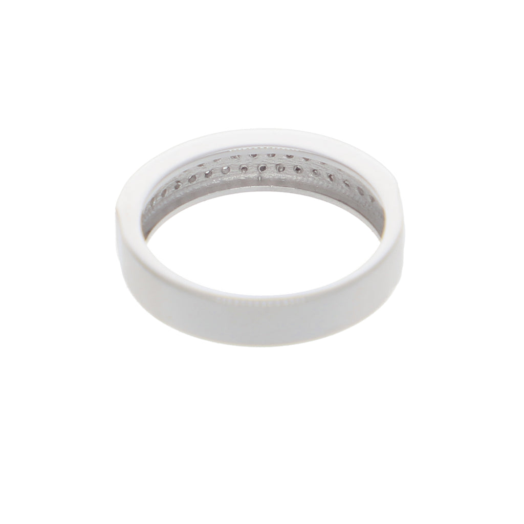 Anillo Oro Blanco y Circones Medio Cintillo AN-13701