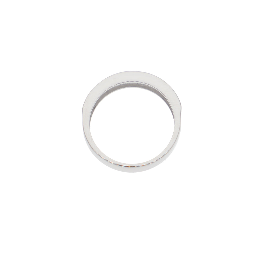 Anillo Oro Blanco y Circones Medio Cintillo AN-13701