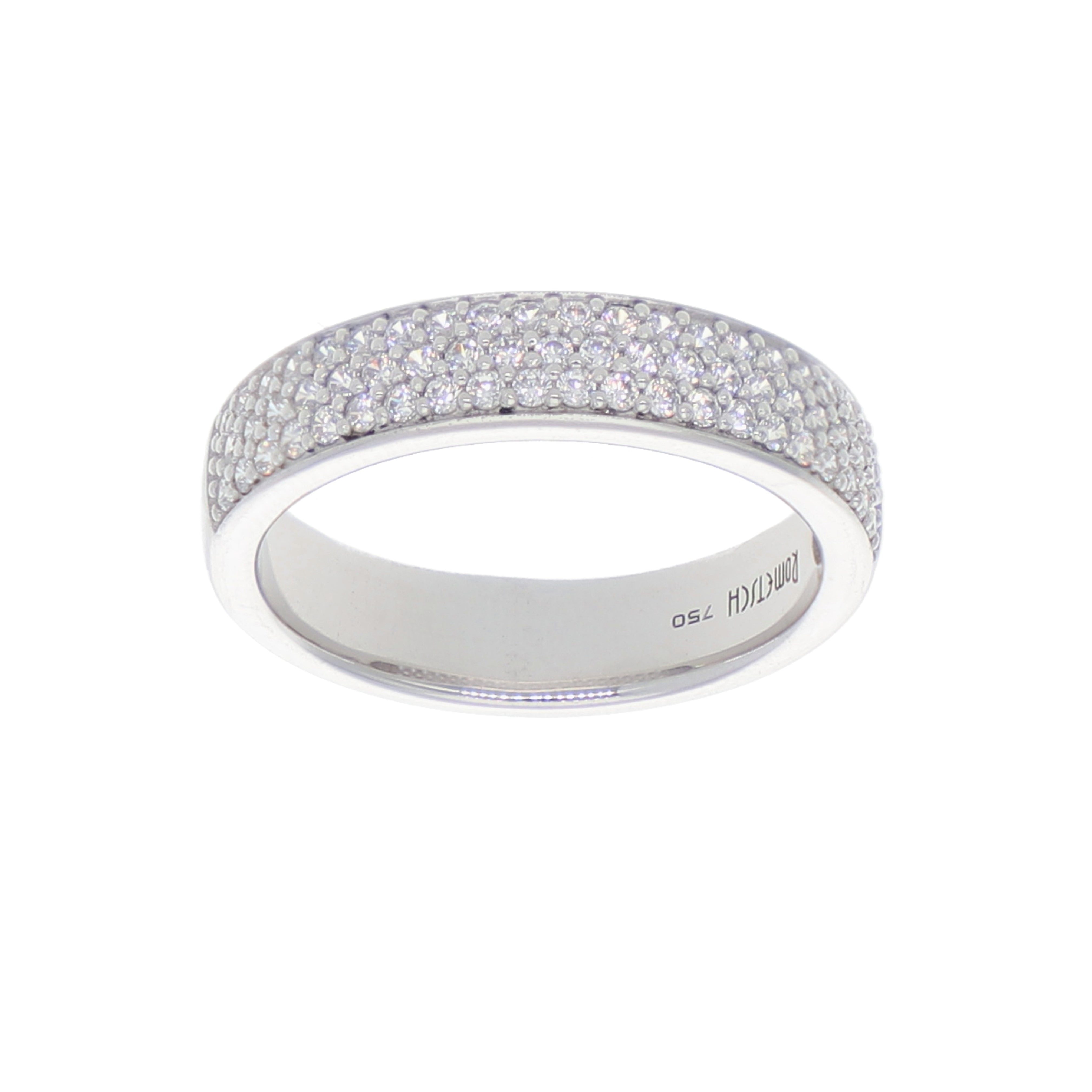 Anillo Oro Blanco y Circones Medio Cintillo AN-13702 - Joyería