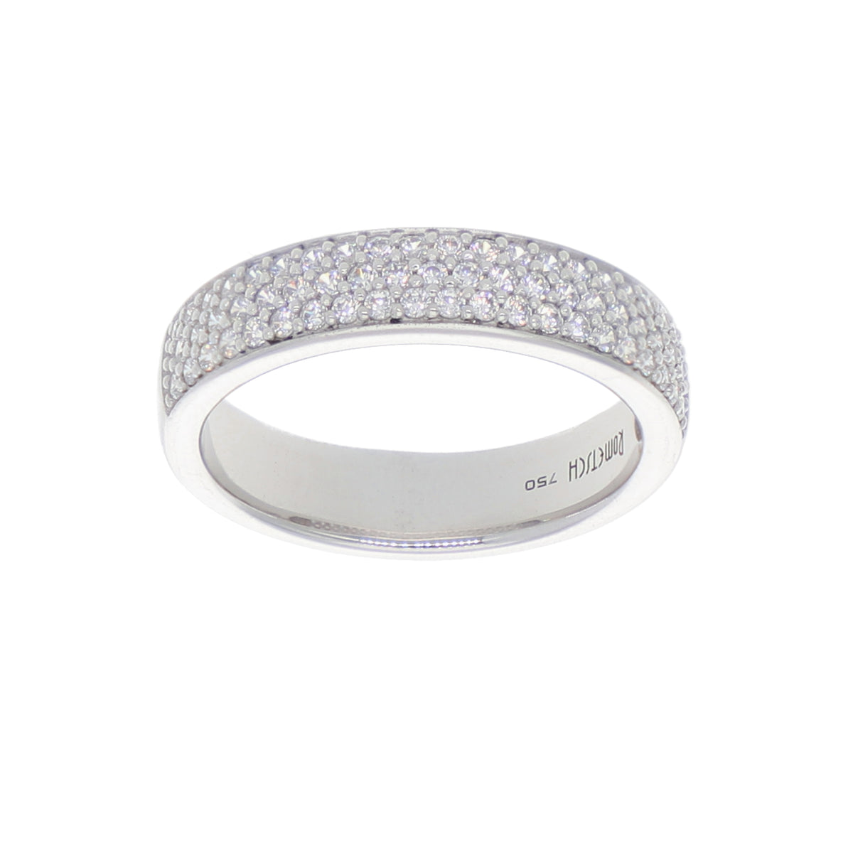 Anillo Oro Blanco y Circones Medio Cintillo AN-13702