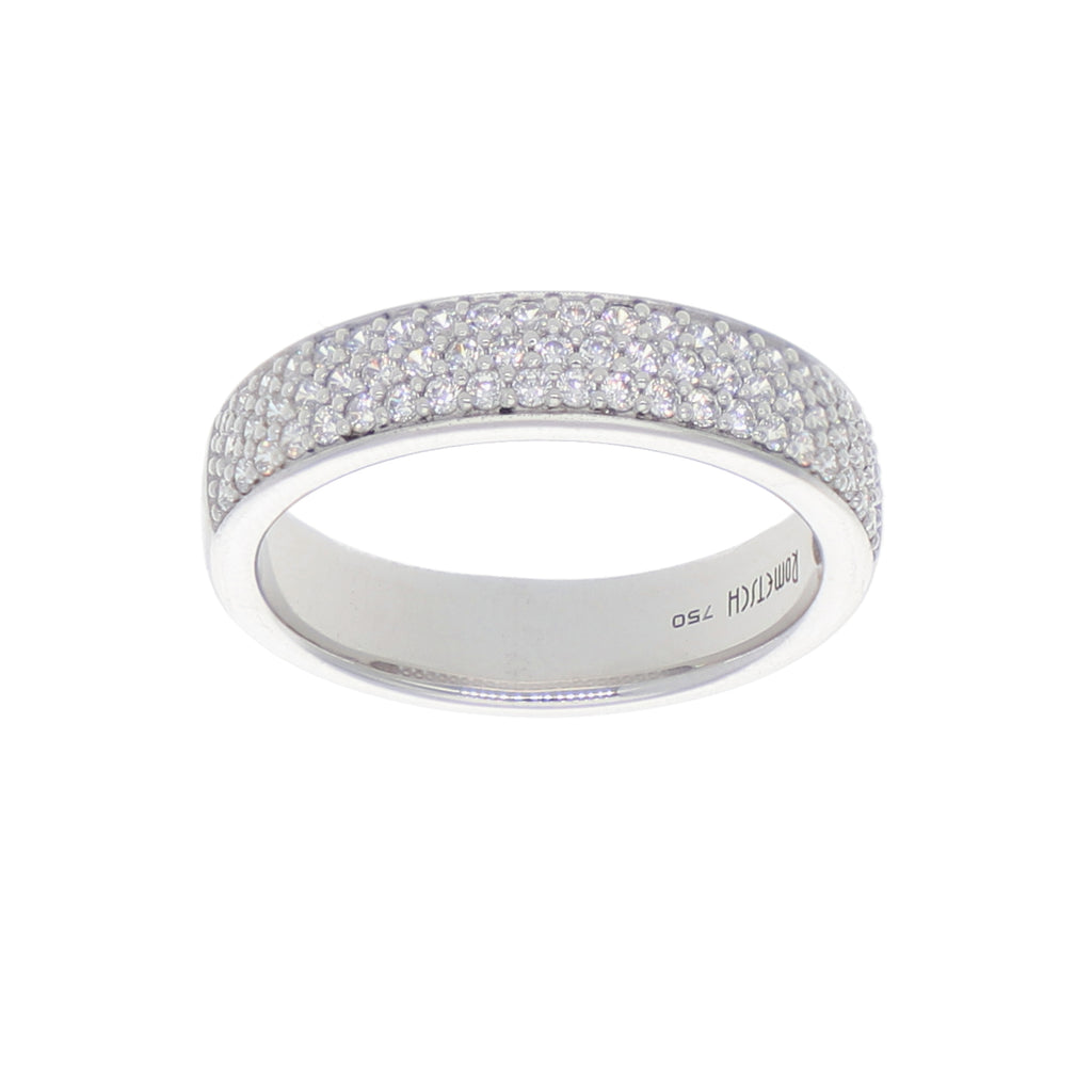 Anillo Oro Blanco y Circones Medio Cintillo AN-13702