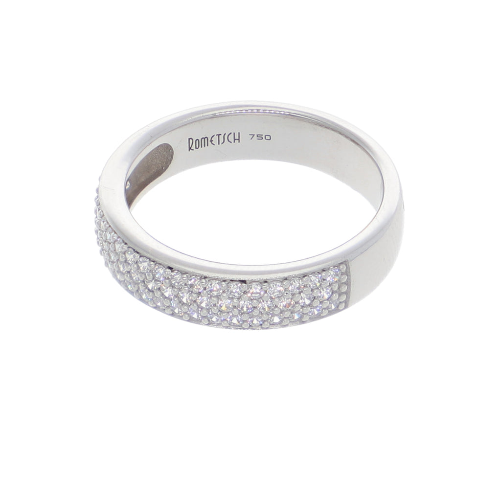 Anillo Oro Blanco y Circones Medio Cintillo AN-13702