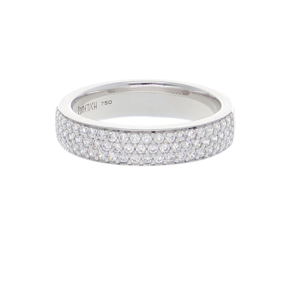 Anillo Oro Blanco y Circones Medio Cintillo AN-13702