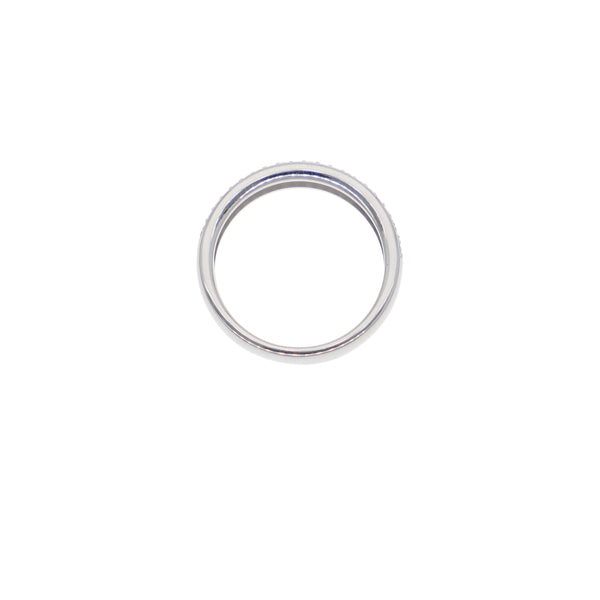 Anillo Oro Blanco y Circones Medio Cintillo AN-13702