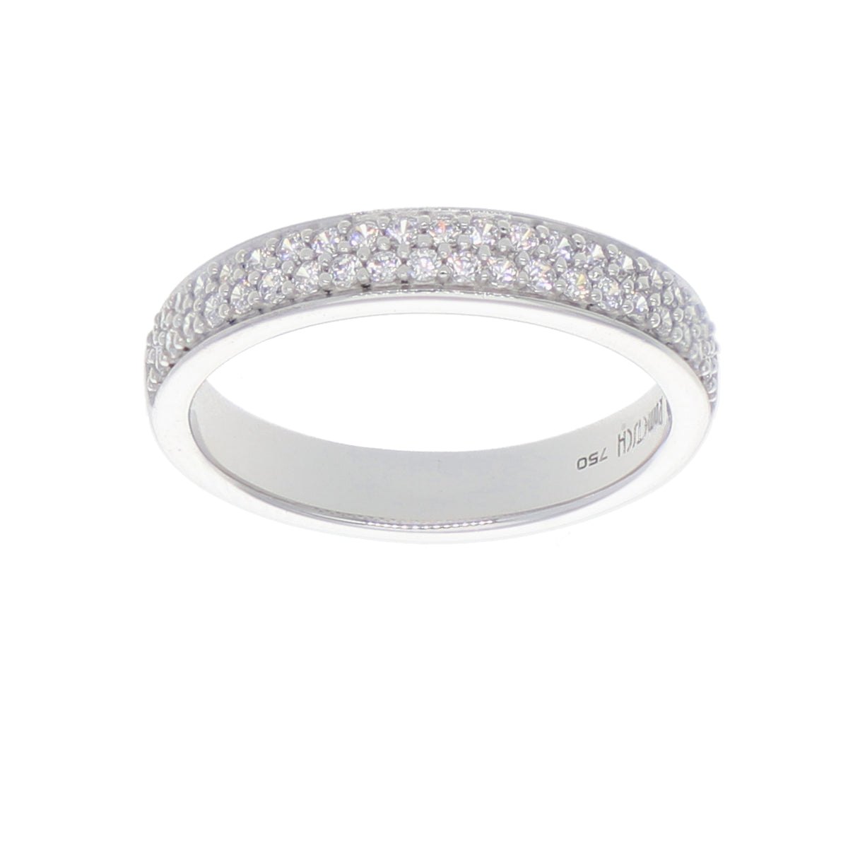 Anillo Oro Blanco y Circones Medio Cintillo AN-13703