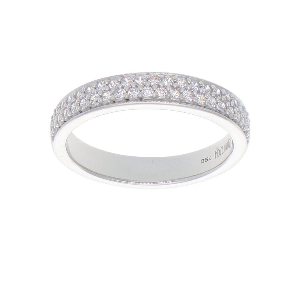 Anillo Oro Blanco y Circones Medio Cintillo AN-13703