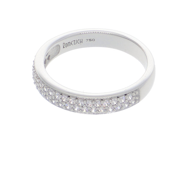 Anillo Oro Blanco y Circones Medio Cintillo AN-13703