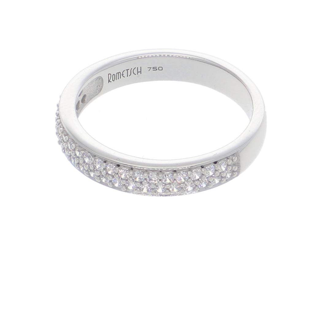 Anillo Oro Blanco y Circones Medio Cintillo AN-13703