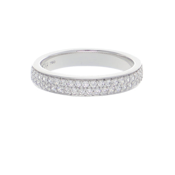 Anillo Oro Blanco y Circones Medio Cintillo AN-13703