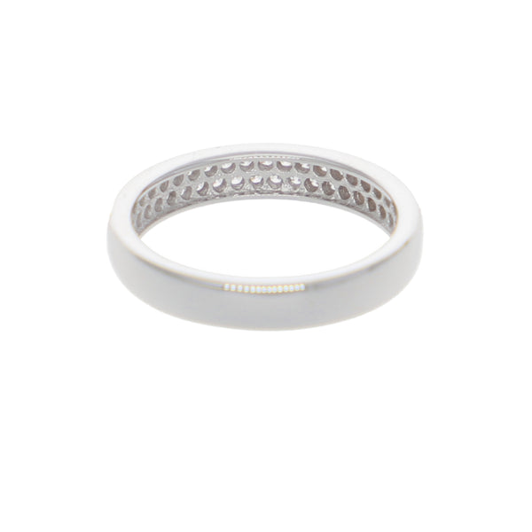 Anillo Oro Blanco y Circones Medio Cintillo AN-13703