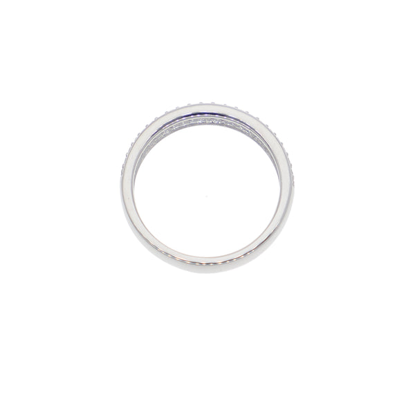 Anillo Oro Blanco y Circones Medio Cintillo AN-13703