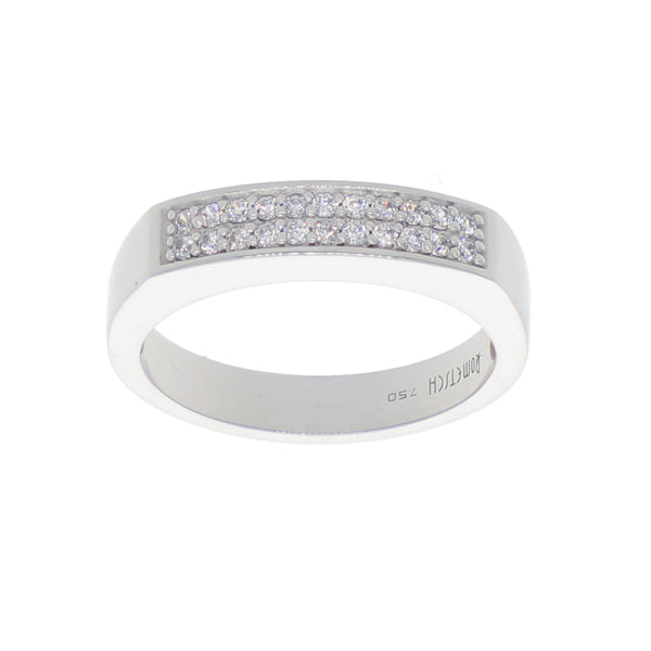 Anillo Oro Blanco y Circones Medio Cintillo AN-13704