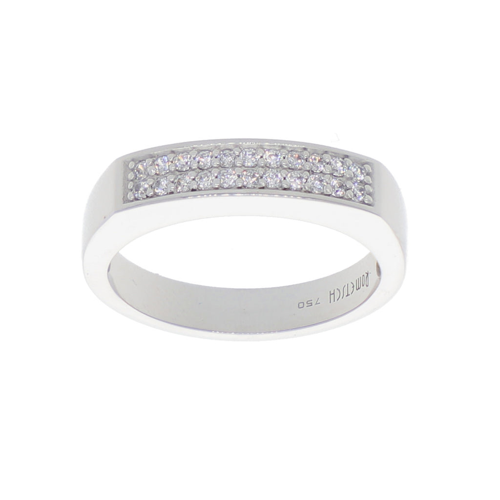 Anillo Oro Blanco y Circones Medio Cintillo AN-13704