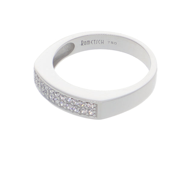 Anillo Oro Blanco y Circones Medio Cintillo AN-13704