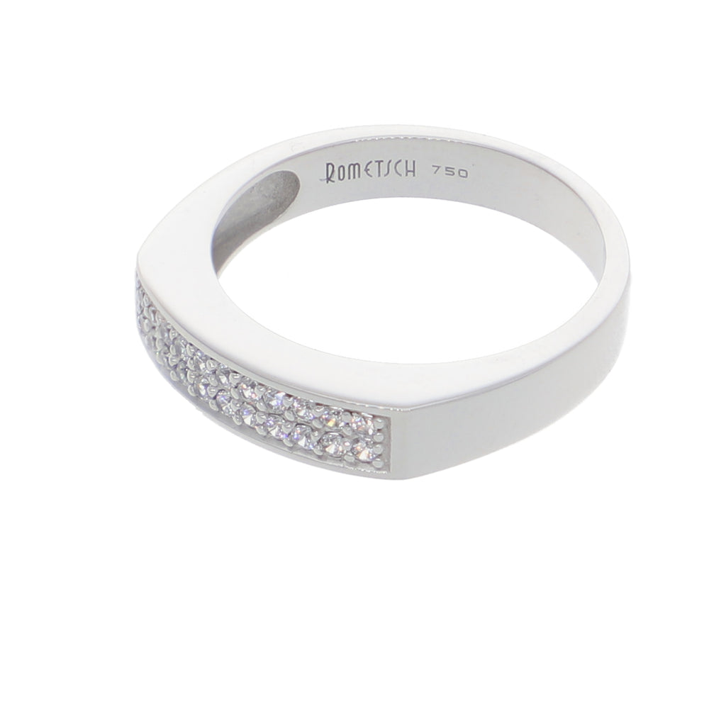 Anillo Oro Blanco y Circones Medio Cintillo AN-13704