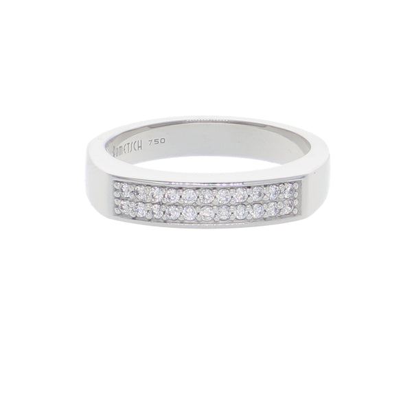 Anillo Oro Blanco y Circones Medio Cintillo AN-13704