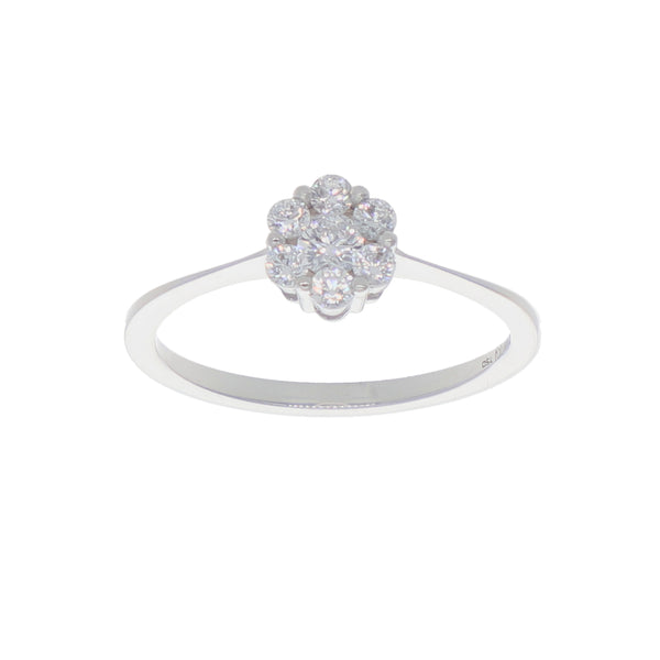 Anillo Oro Blanco y Circones Rosetta AN-13705