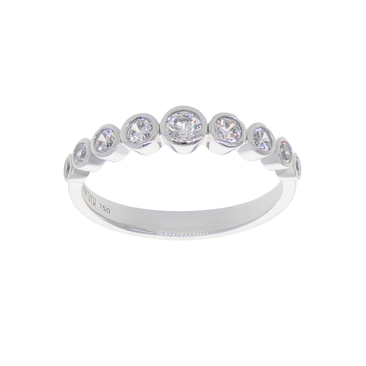 Anillo Oro Blanco y Circones Medio Cintillo AN-13706