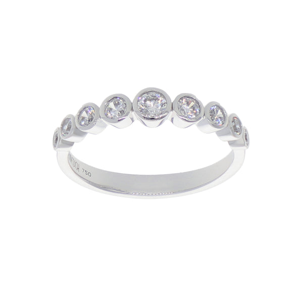 Anillo Oro Blanco y Circones Medio Cintillo AN-13706