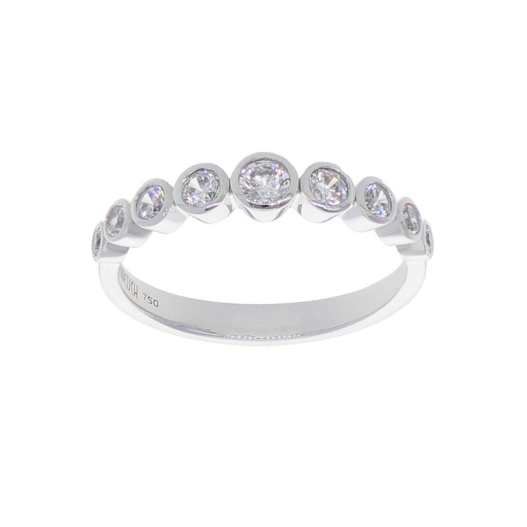 Anillo Oro Blanco y Circones Medio Cintillo AN-13706