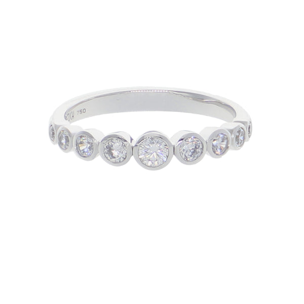 Anillo Oro Blanco y Circones Medio Cintillo AN-13706