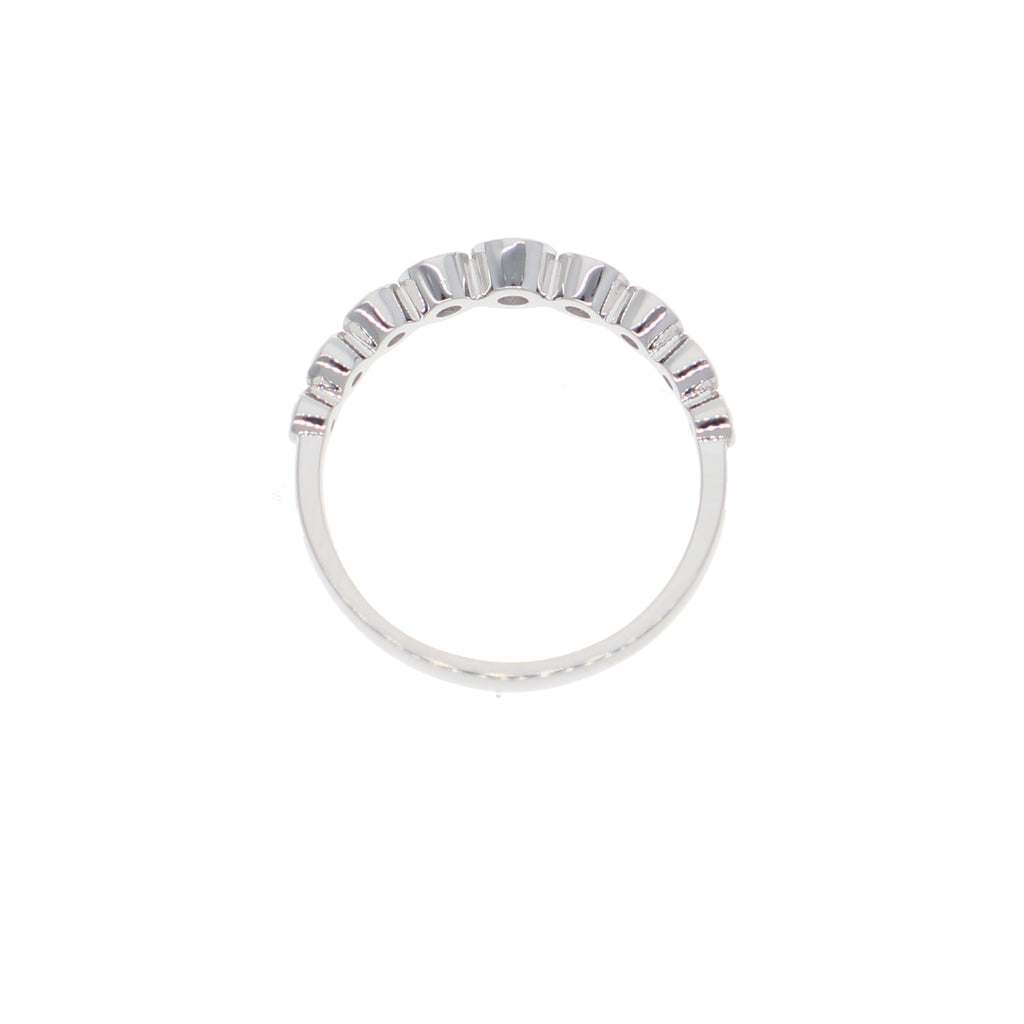 Anillo Oro Blanco y Circones Medio Cintillo AN-13706