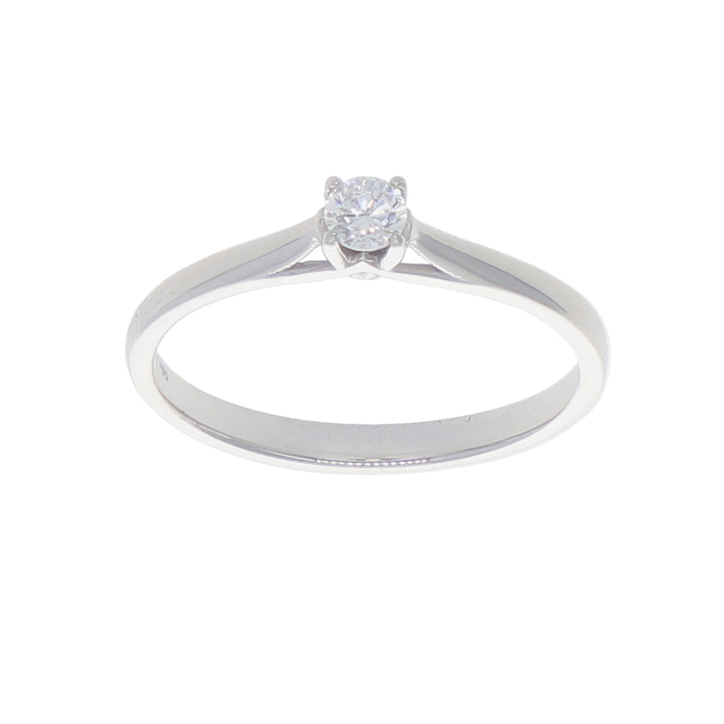 Anillo Oro Blanco y Circones Solitario AN-14414