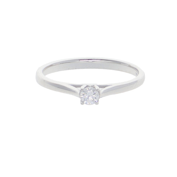 Anillo Oro Blanco y Circones Solitario AN-14414