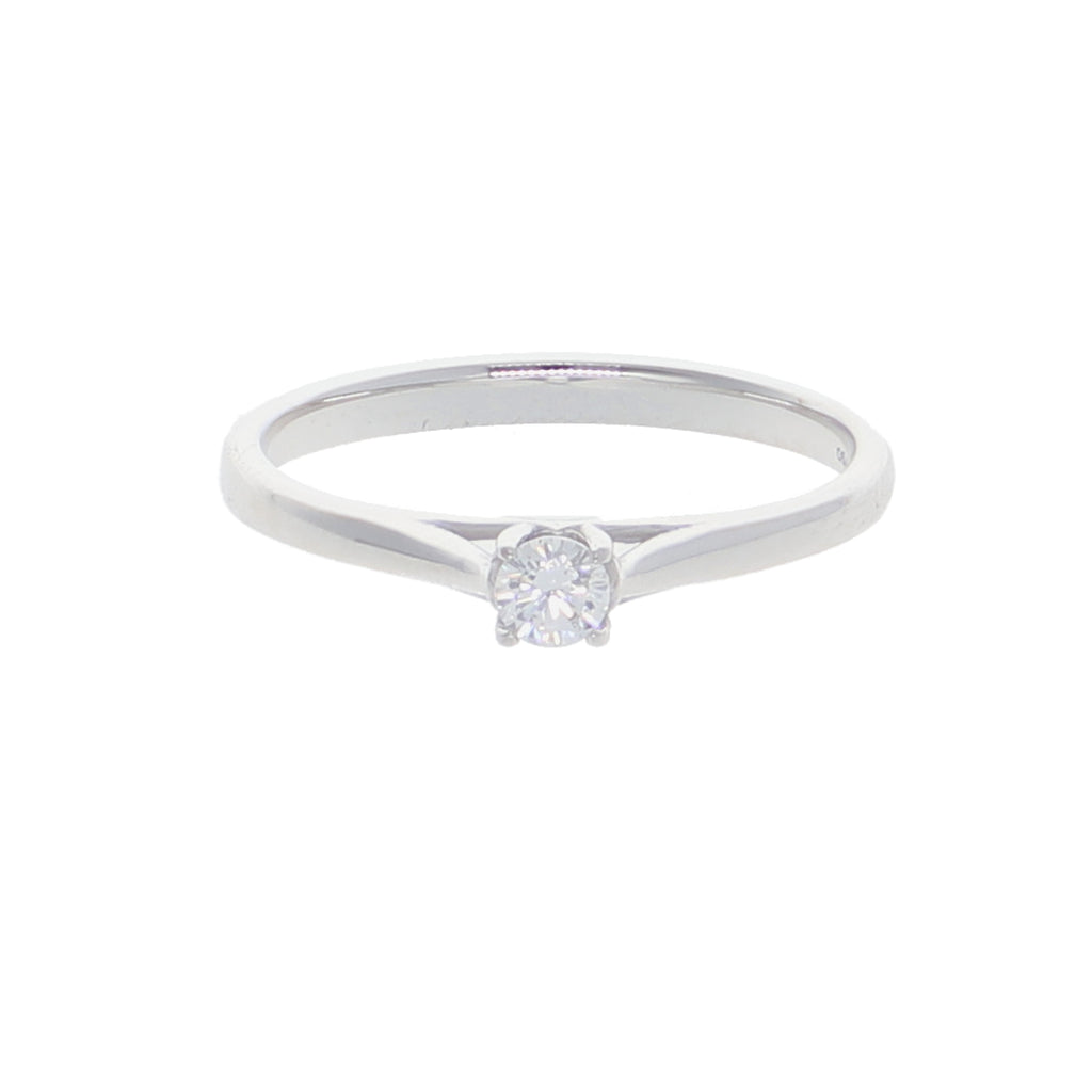 Anillo Oro Blanco y Circones Solitario AN-14414