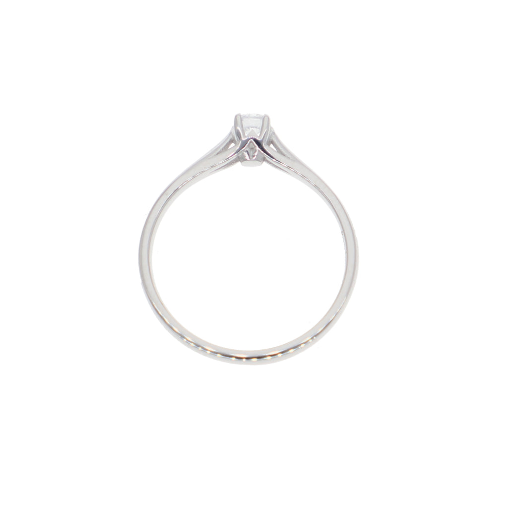 Anillo Oro Blanco y Circones Solitario AN-14414