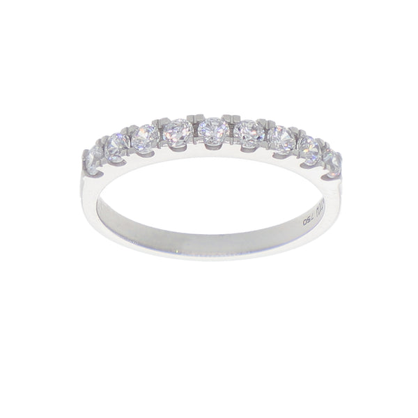 Anillo Oro Blanco y Circones Medio Cintillo AN-14415