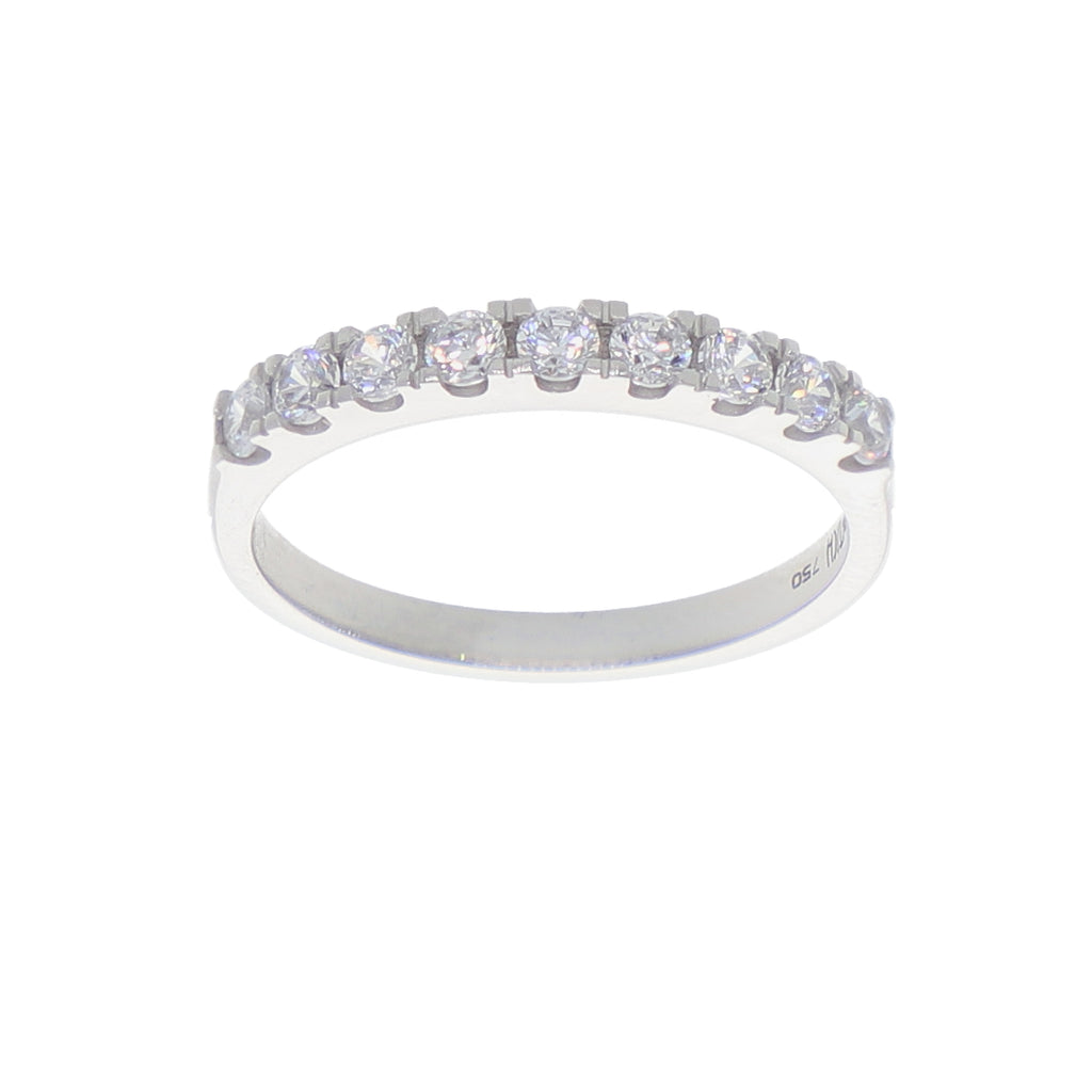 Anillo Oro Blanco y Circones Medio Cintillo AN-13708