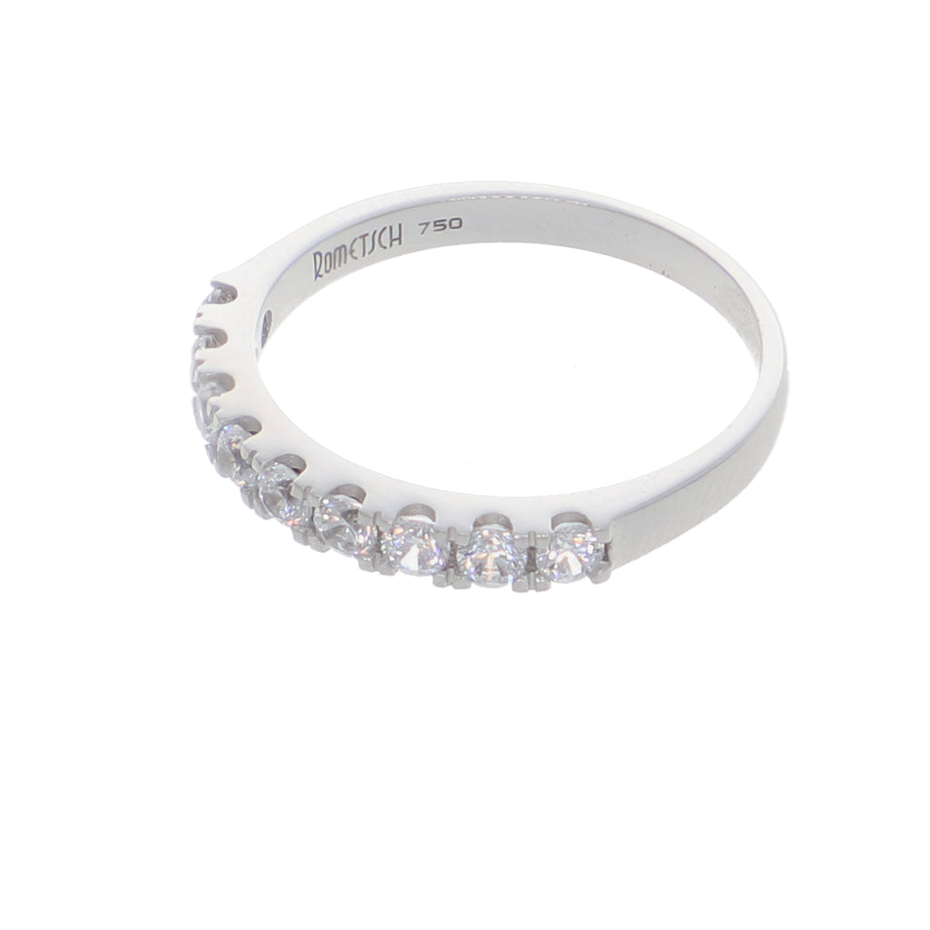 Anillo Oro Blanco y Circones Medio Cintillo AN-13708