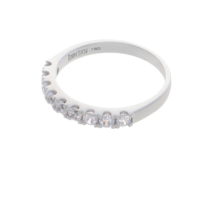 Anillo Oro Blanco y Circones Medio Cintillo AN-13708