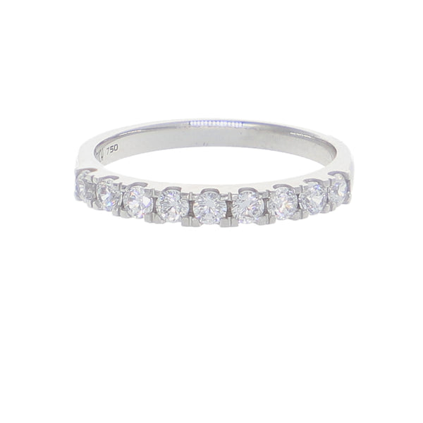 Anillo Oro Blanco y Circones Medio Cintillo AN-14415