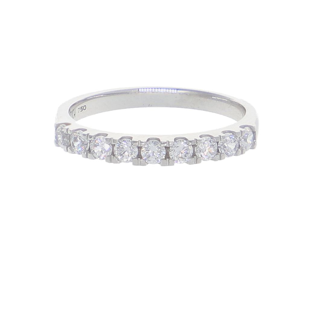 Anillo Oro Blanco y Circones Medio Cintillo AN-13708