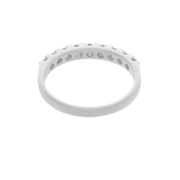 Anillo Oro Blanco y Circones Medio Cintillo AN-14415
