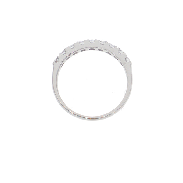 Anillo Oro Blanco y Circones Medio Cintillo AN-14415