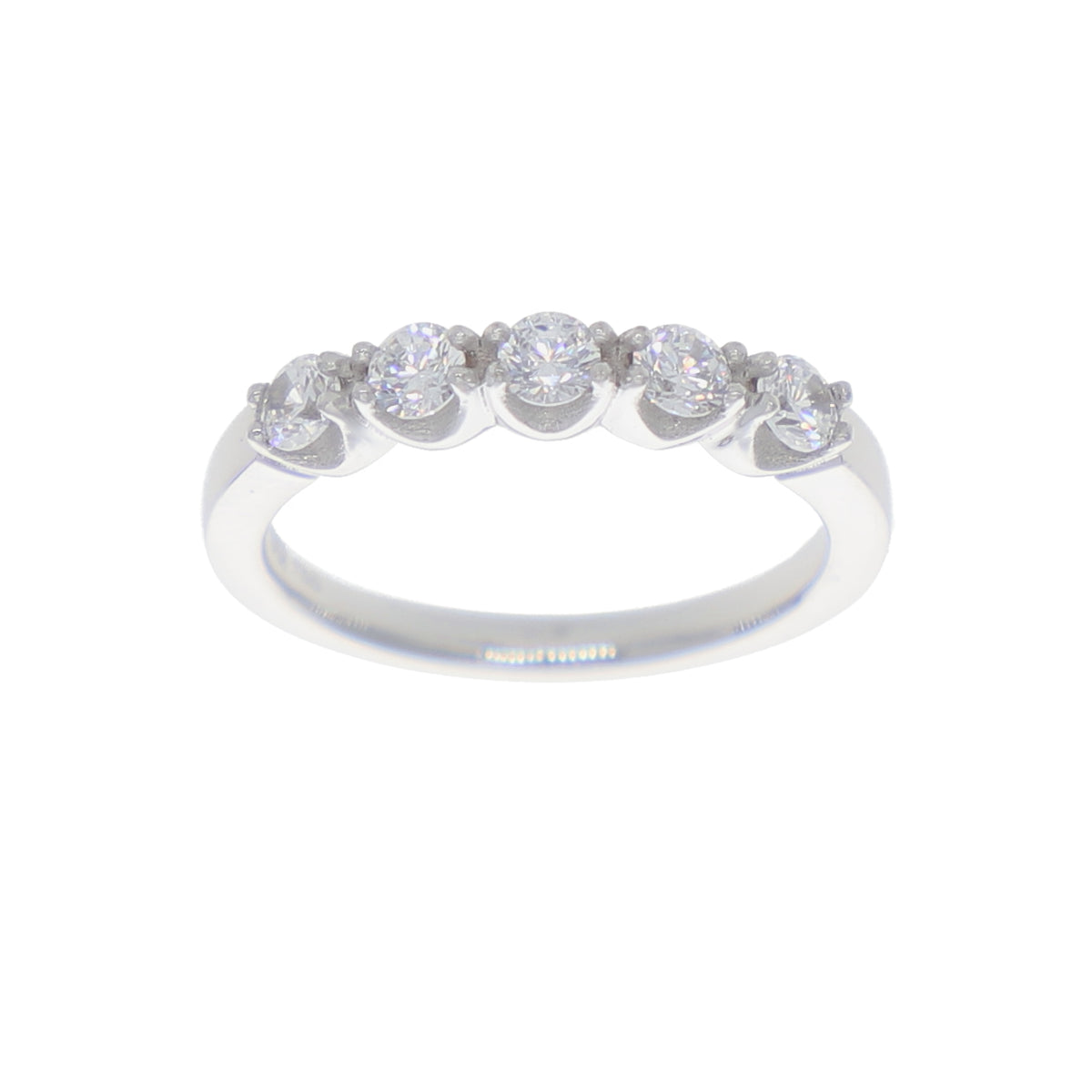 Anillo Oro Blanco y Circones Medio Cintillo AN-13709