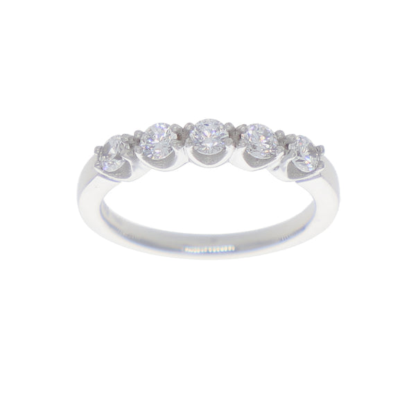 Anillo Oro Blanco y Circones Medio Cintillo AN-13709